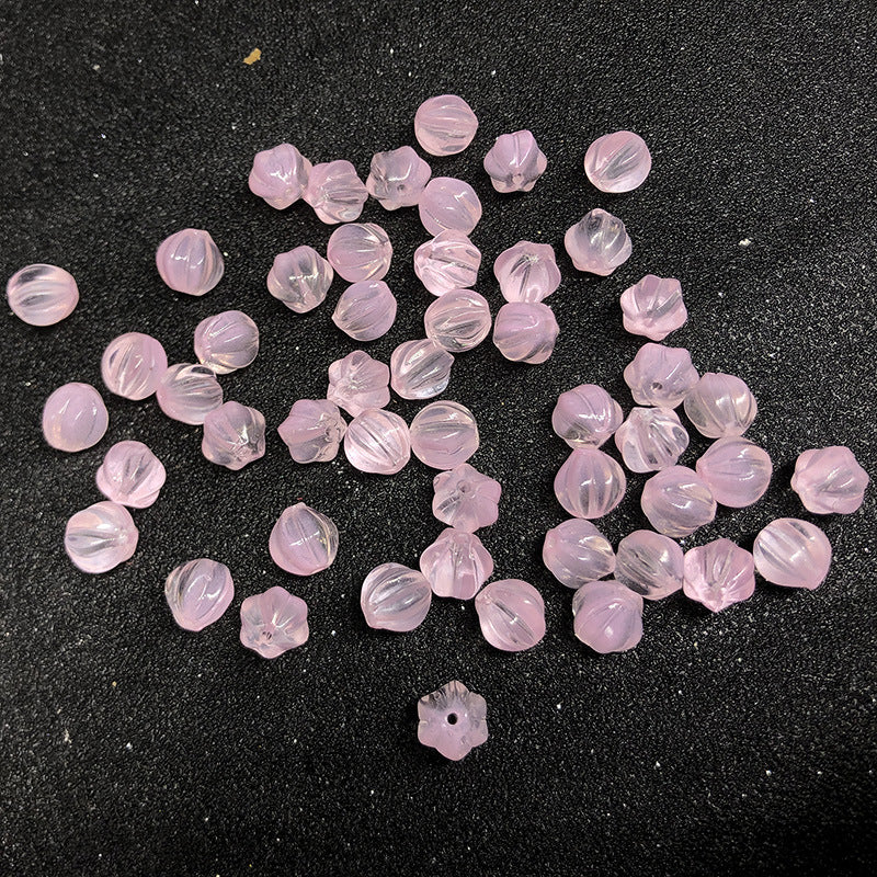 Czech Glass Beads Pumpkin 8mm Pastel Glow Grooved 100pcs 17