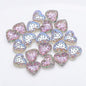 Electroplated Heart Glass Beads 13x15mm Peach Metallic 20pcs 14