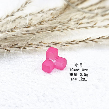 Matte Square Acrylic Beads 10-12mm Tetris Shape Mixed Colors 50pcs 12