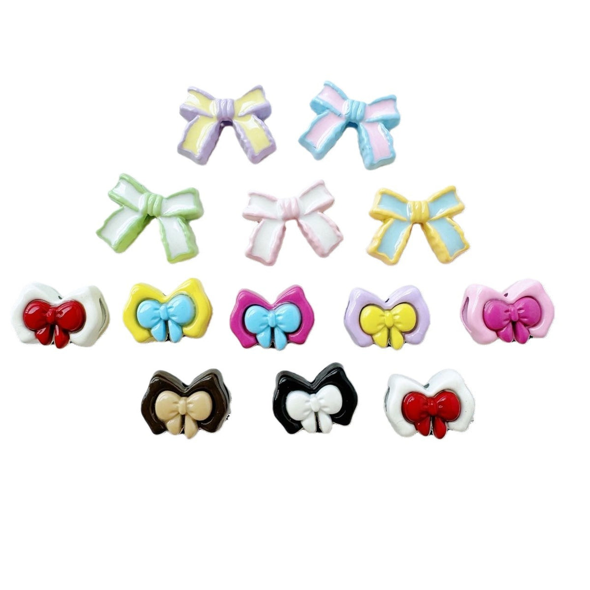 Bow Metal Beads 14mm 16mm Baking Painted Two-Color Alloy 10pcs 5