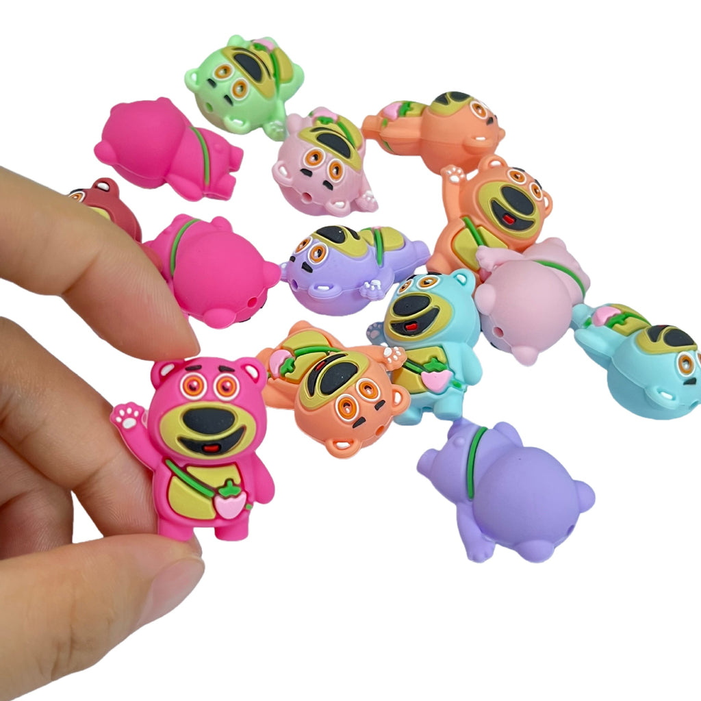 Silicone 3D Focal Beads Strawberry Bear Waving Paw 20pcs 4