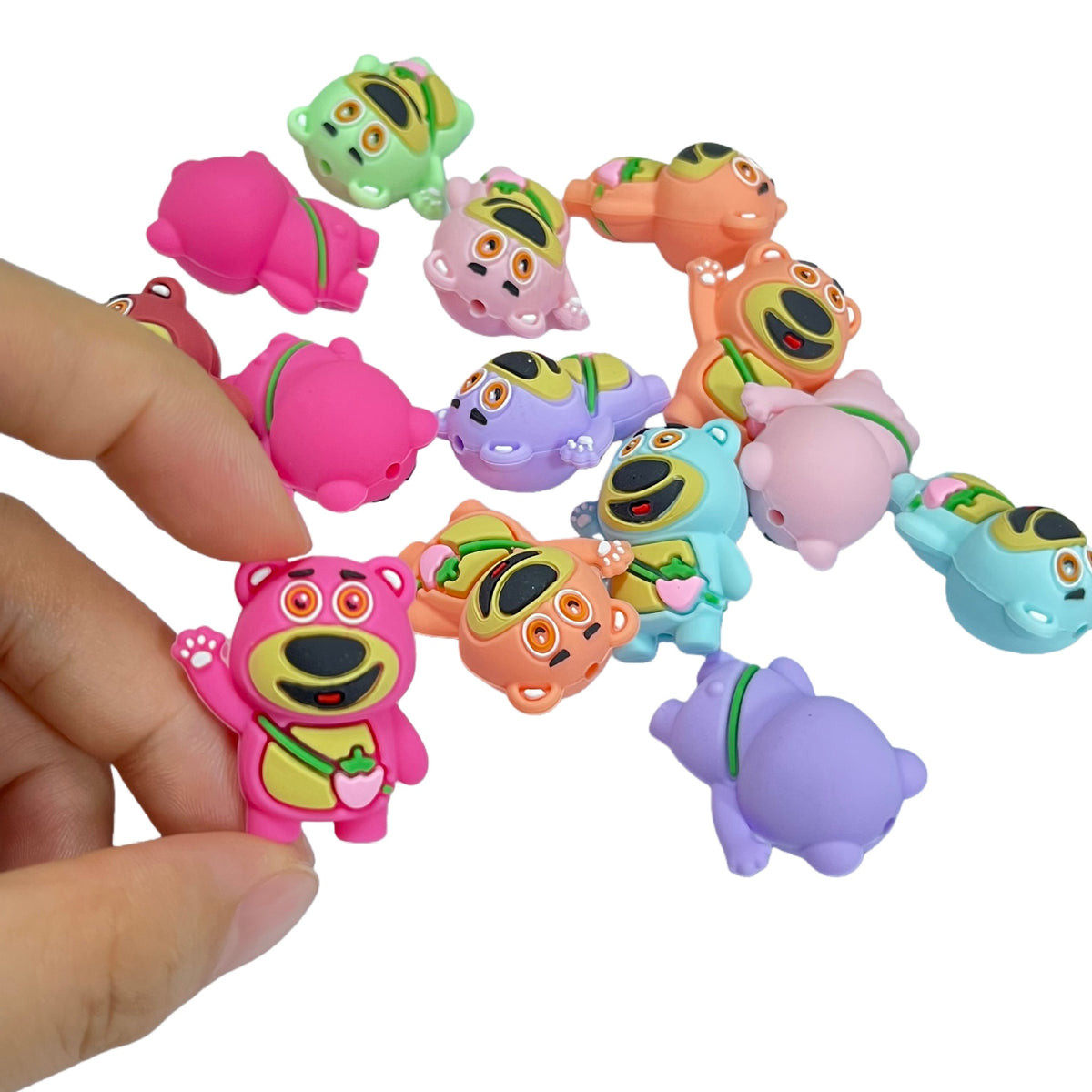 Silicone 3D Focal Beads Strawberry Bear Waving Paw 20pcs 4