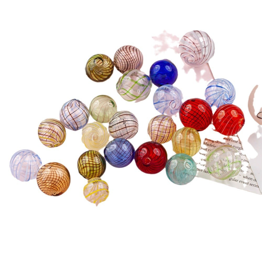 Swirl Pattern Blown Glass Beads 10-16mm Colorful Translucent 4pcs 5