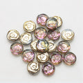 Rose Plated Glass Beads 10mm Glossy Spiral Floral Design 30pcs 6