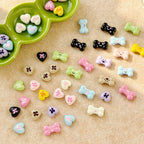 Bone and Heart Metal Beads 15mm and 10mm Baking Painted Alloy 10pcs 4