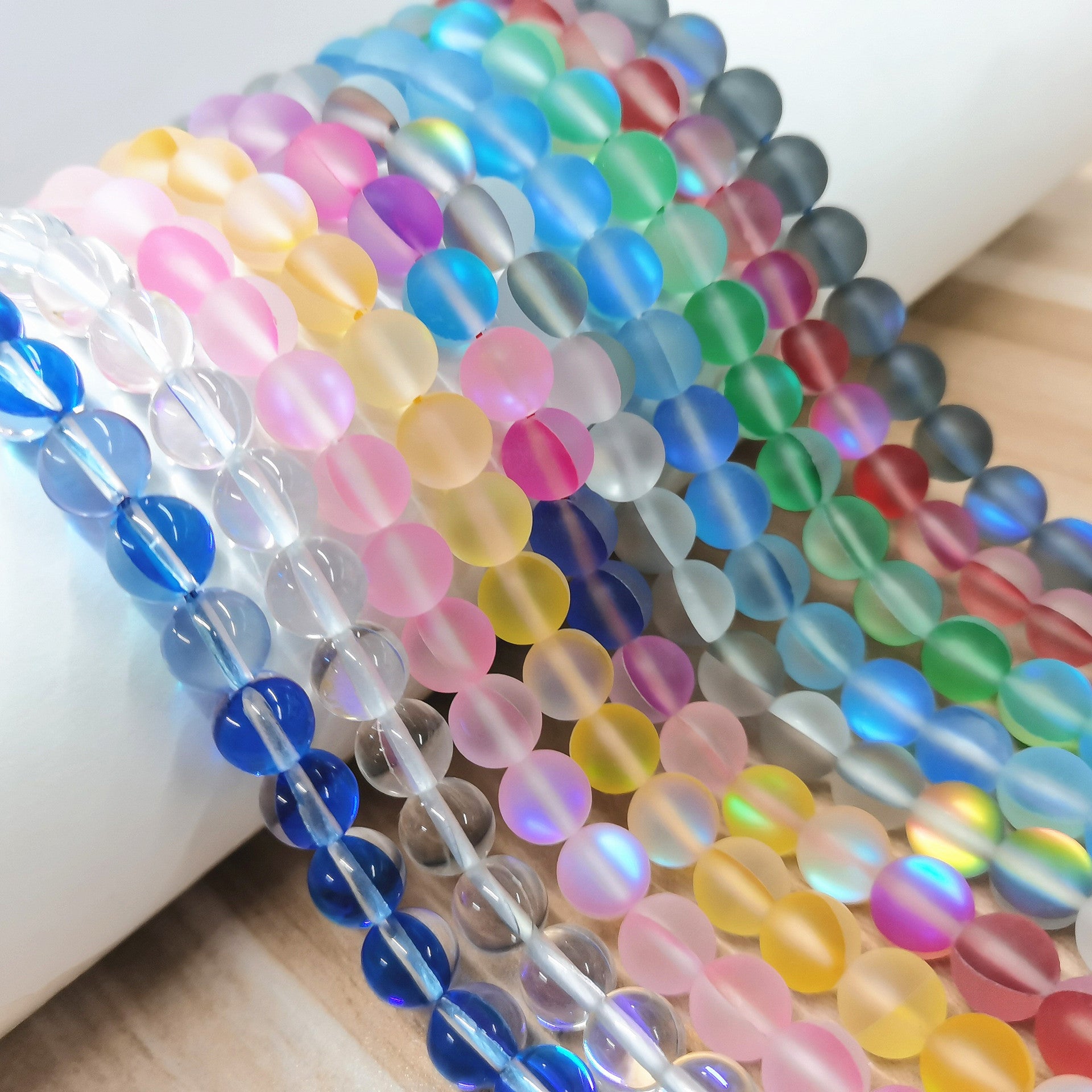Matte Colorful Iridescent Mermaid Glass Beads 6mm 62pcs 3