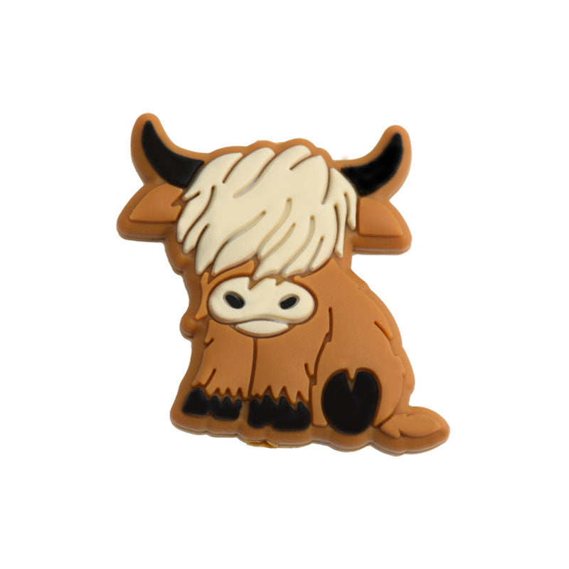 Silicone Focal Beads Highland Cow Colorful Cartoon Heads 20pcs 6