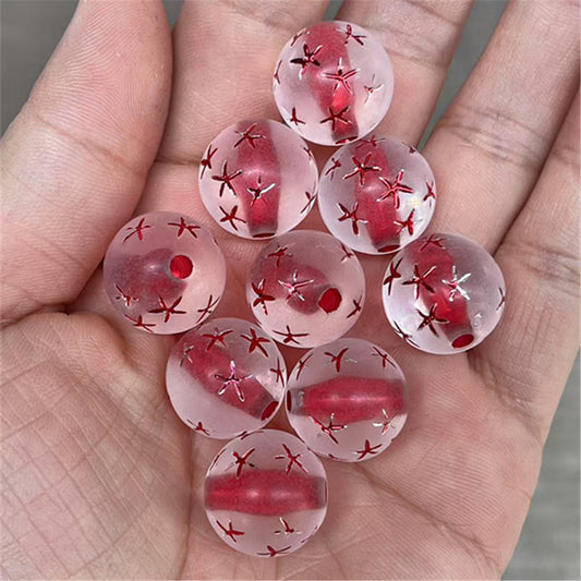 Matte Star Pattern Acrylic Beads 16mm Dyed Core 100pcs 2