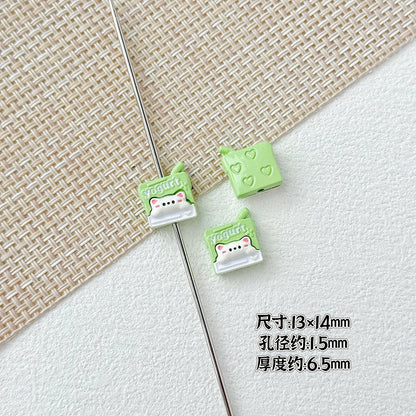 Painted Metal Beads 16mm Enamel Baking Phone & Yogurt Box 10pcs 15