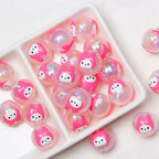 Hand Painted Cat Claw Strawberry Series Acrylic Beads 16mm 10pcs 18