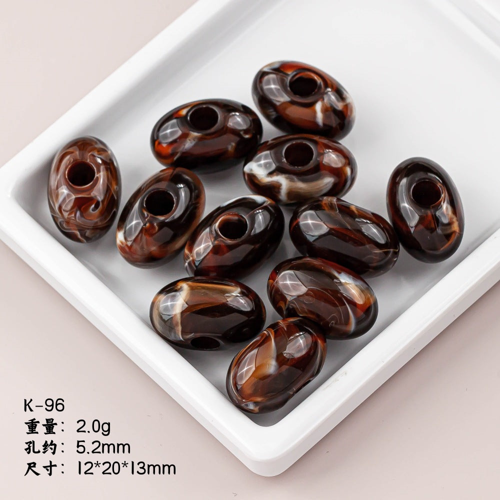 Marble Texture Oval Resin Beads 20mm Glossy Mixed Colors 20pcs 8