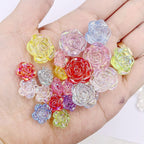 Transparent Camellia Acrylic Beads 12mm 19mm Iridescent AB 50pcs