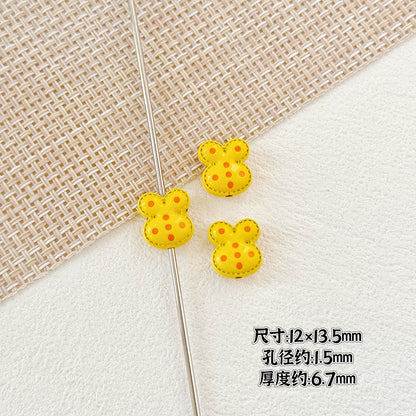 Heart and Rabbit Metal Beads Polka Dot Painted Alloy 10pcs 28