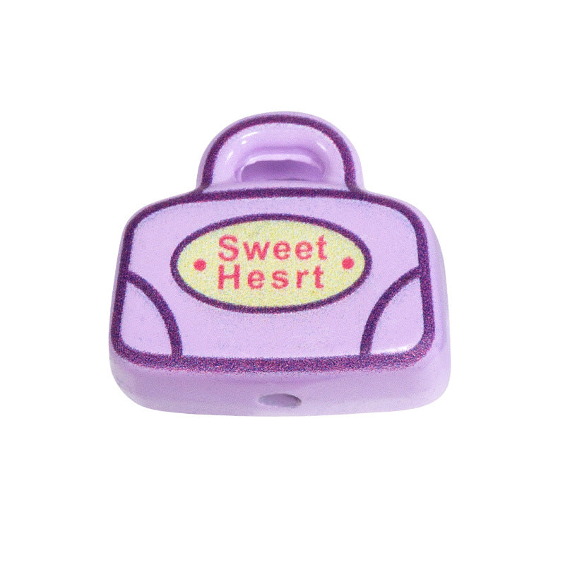 Painted Handbag Acrylic Beads 20/25mm Cartoon Pattern 10pcs 24