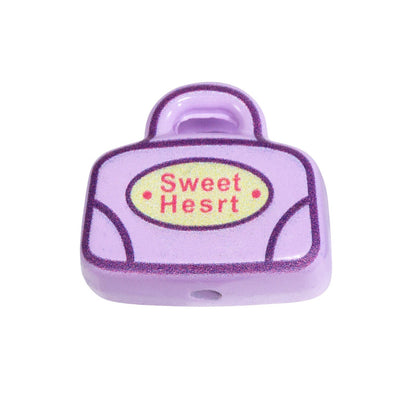 Painted Handbag Acrylic Beads 20/25mm Cartoon Pattern 10pcs 24