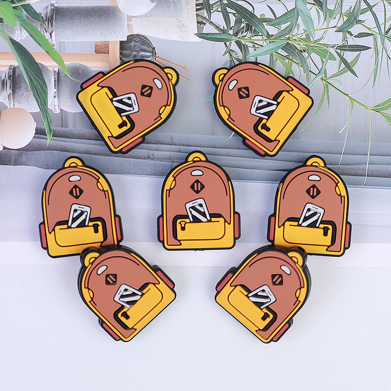 Silicone Focal Beads Backpack Warm Tones Pocket Detail 20pcs