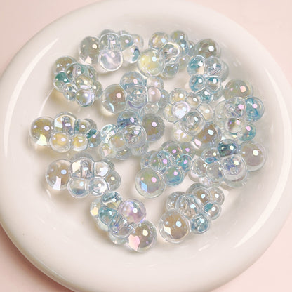 Clear Plated Cloud Acrylic Beads 22x32mm Chubby Pastel Iridescent 10pcs 12