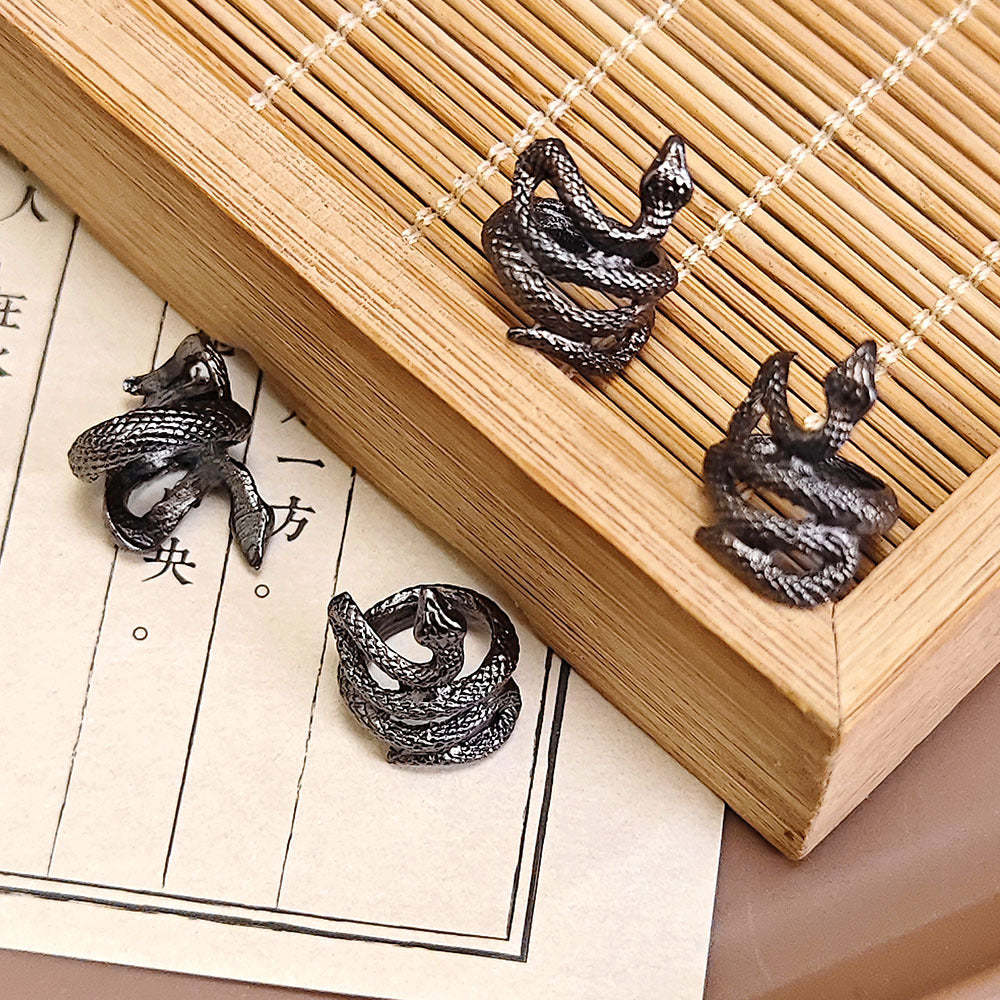 Scaly Elongated Snake Metal Beads 17mm Bright Silver 30pcs 3