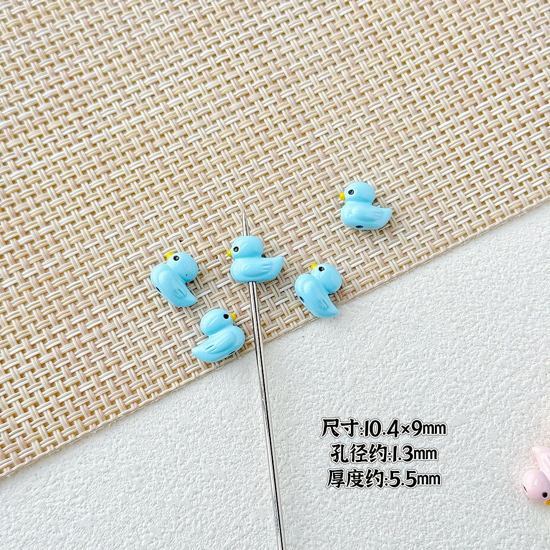 Duck Metal Beads 10mm 3D Baking Painted Alloy 10pcs 6