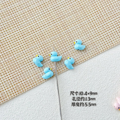Duck Metal Beads 10mm 3D Baking Painted Alloy 10pcs 6