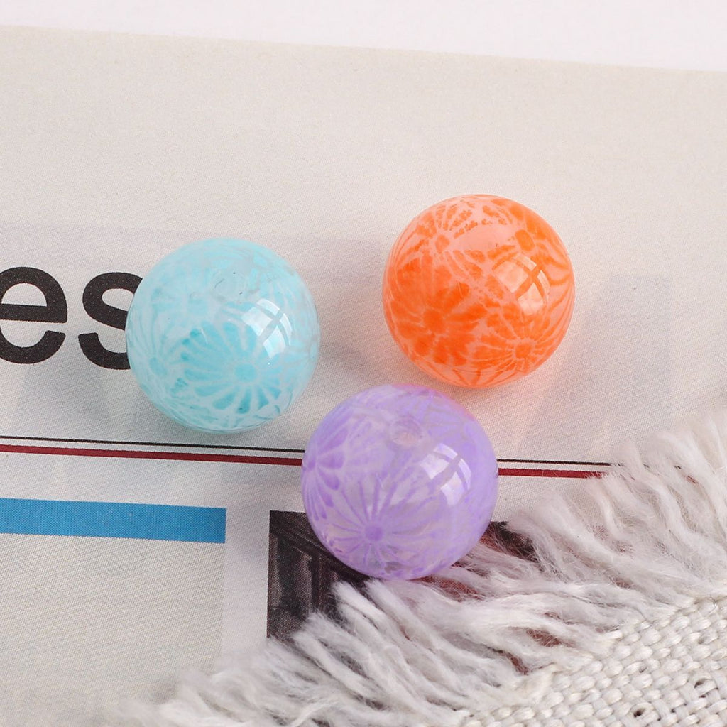Transparent Fireworks Pattern Acrylic Beads 15mm Colorful 50pcs 3