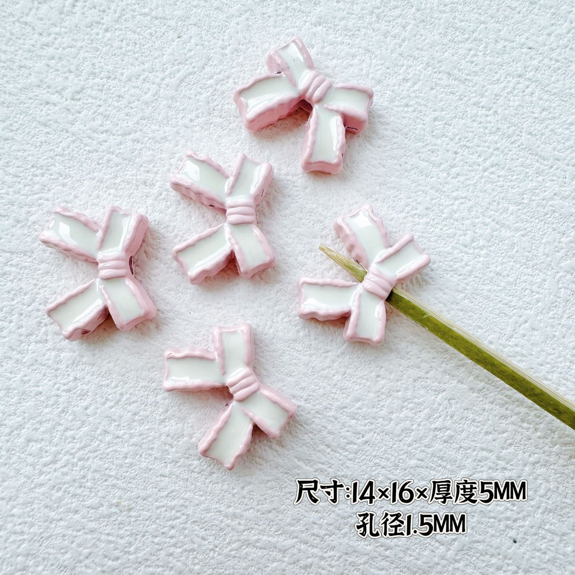 Bow Metal Beads 14mm 16mm Baking Painted Two-Color Alloy 10pcs 6