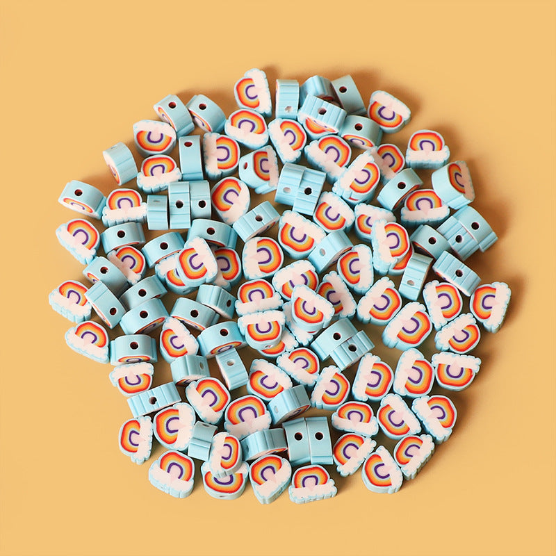 Cloud Clay Beads 10mm White Rainbow Polymer 200pcs 3