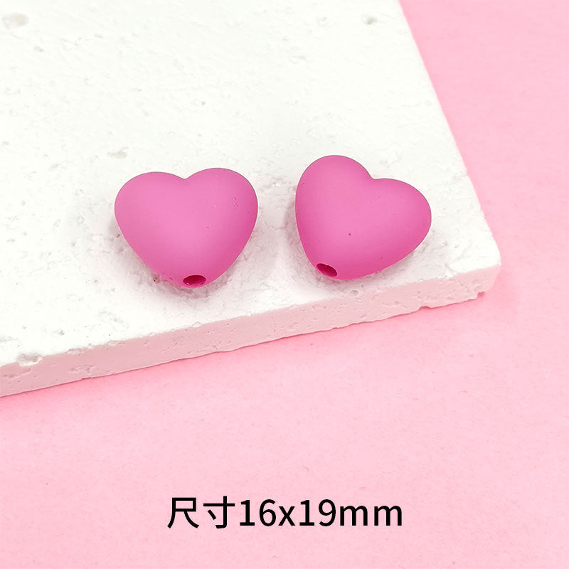 Rubberized Spray Painted Heart Acrylic Beads 16x19mm Macaron Color 50pcs 9