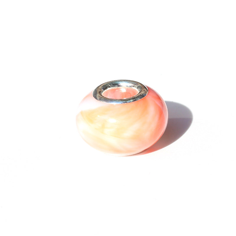 Blooming Color Marble Resin Spacer Beads 14mm Glossy Metal-Lined Hole 100pcs 7