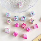 Printed Square Acrylic Beads 14-15mm Dinosaur Cat Graffiti 50pcs