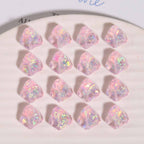 UV Plating Irregular Ice Cube Acrylic Beads 14mm Pink 10pcs