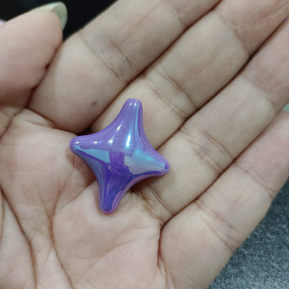 UV Plating Cross Shaped Star Acrylic Beads 25mm Glossy Colorful 100pcs 5