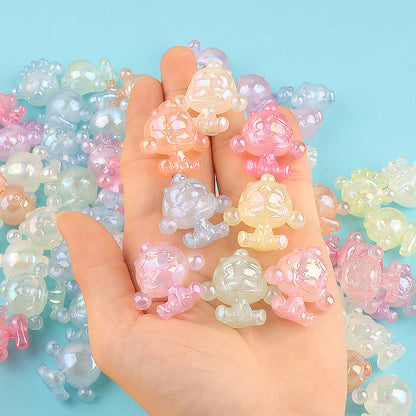 Plating Cartoon Glow In The Dark 29mm Acrylic Beads Little Girl 2pcs
