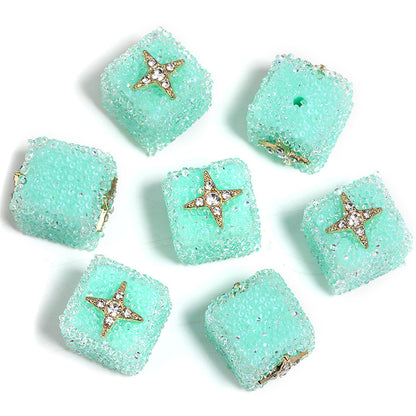 Butterfly Pentagram Cube Rhinestone Beads 22mm Vibrant Metal Embellished 5pcs 24