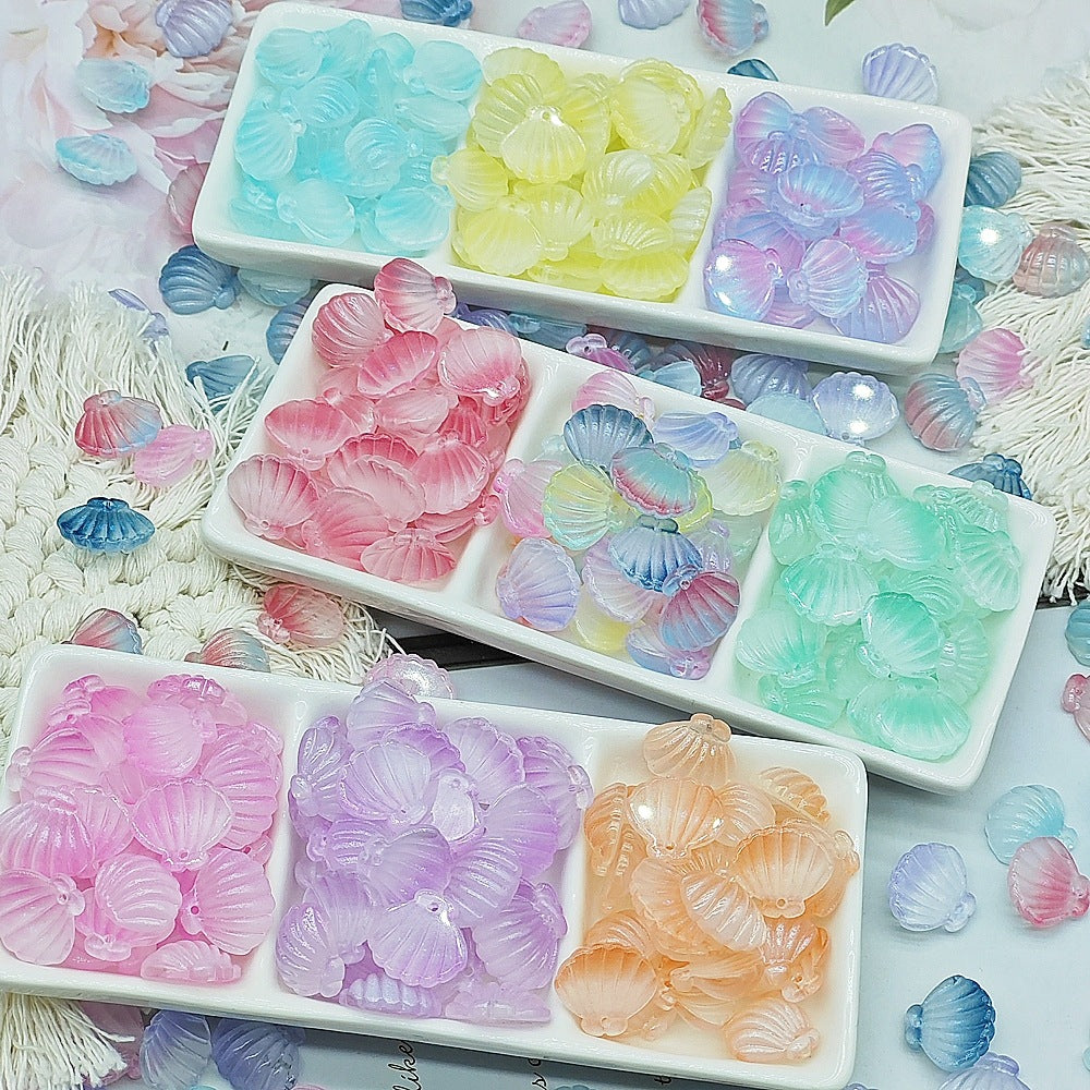 Czech Glass Beads Scallop Shell 16-18mm Frosted Pastel Colors 25pcs 2