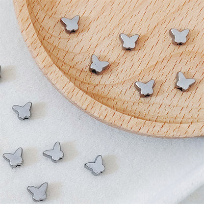 Butterfly Metal Beads 6mm Smooth Alloy 100pcs 4