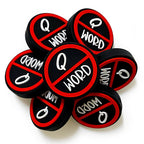 Silicone Focal Beads Q Word Bold Black and Red Circle Badge 20pcs