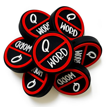 Silicone Focal Beads Q Word Bold Black and Red Circle Badge 20pcs