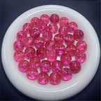 Clear Tinsel Filled Resin Beads 16mm Round Shimmering Blue 100pcs 6