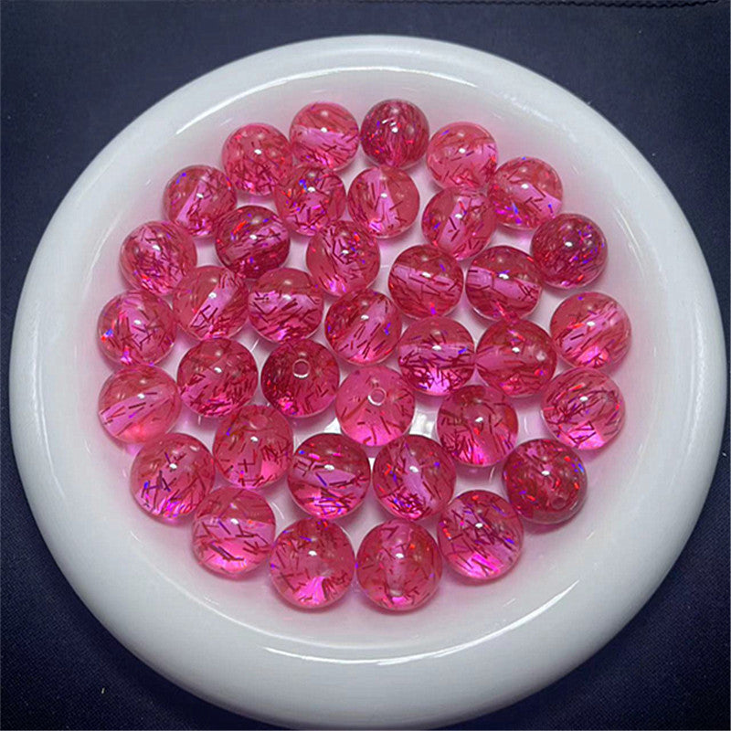 Clear Tinsel Filled Resin Beads 16mm Round Shimmering Blue 100pcs 6