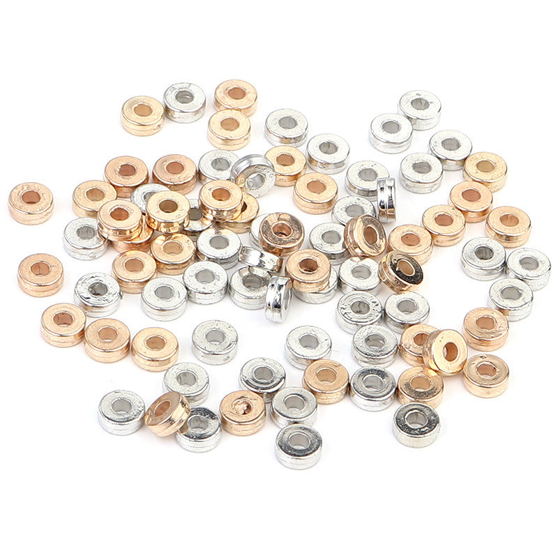 Plated Flat Round Acrylic Beads 6mm Gold and Silver 100pcs 5