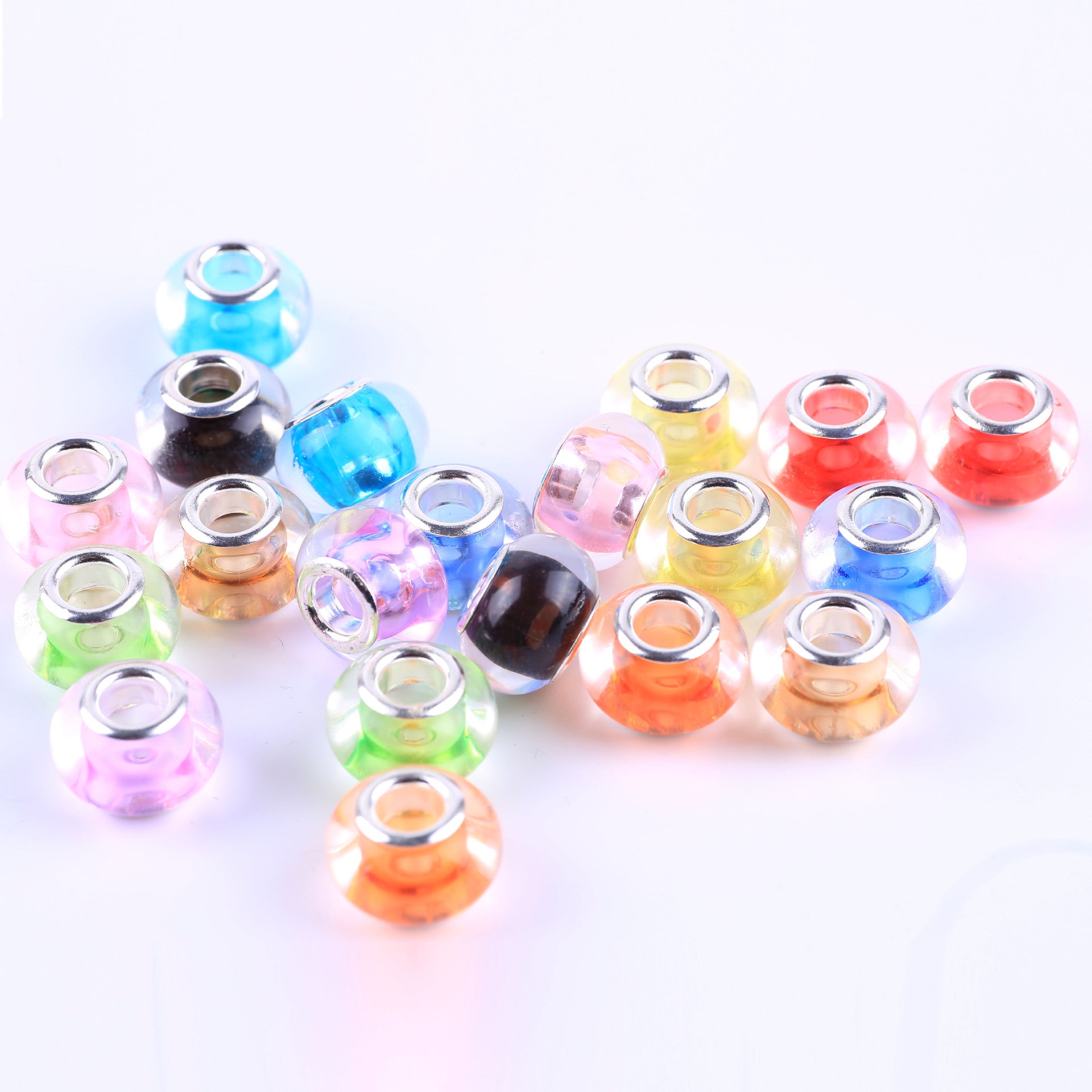 Acrylic Spacer Beads 14mm Glossy Transparent Dyed Core 100pcs 2