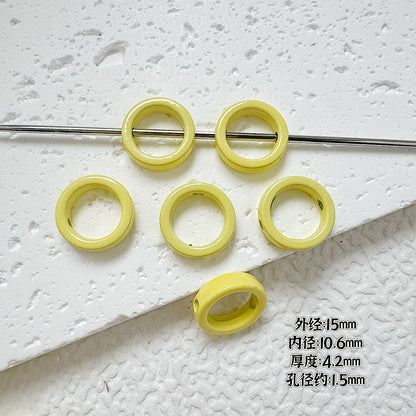 Heart Circle Floral Metal Beads Painted Solid Color Bulk 20pcs 12