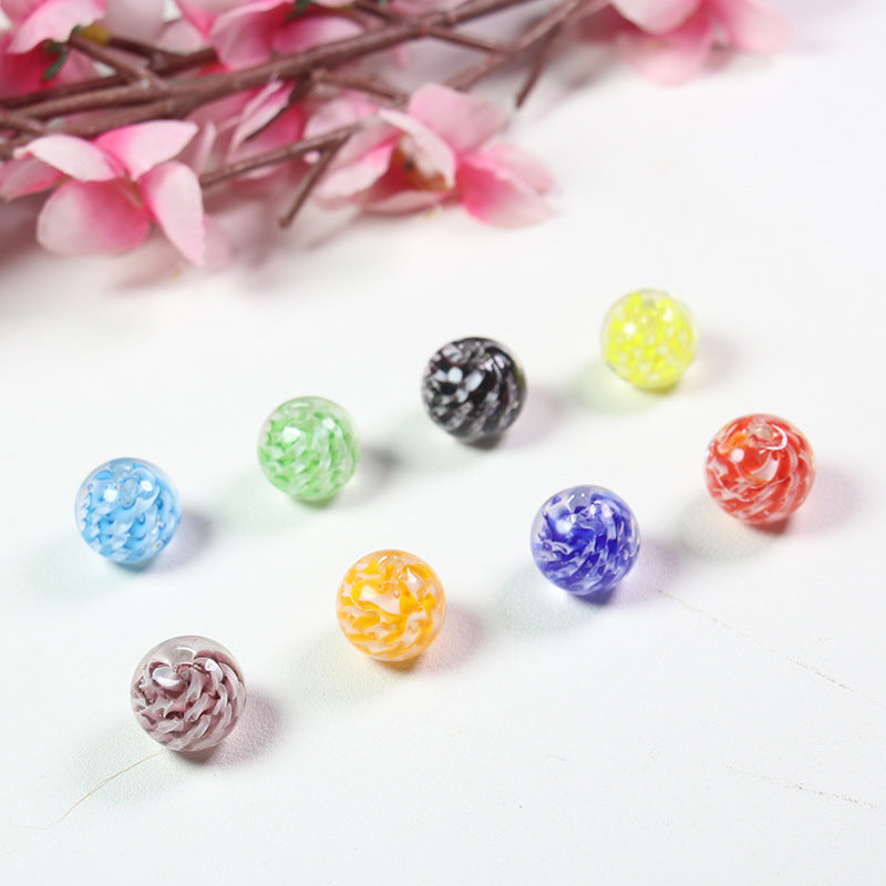 Lampwork Glass Beads Round 14mm Two-Tone Spiral Pattern 10pcs 2