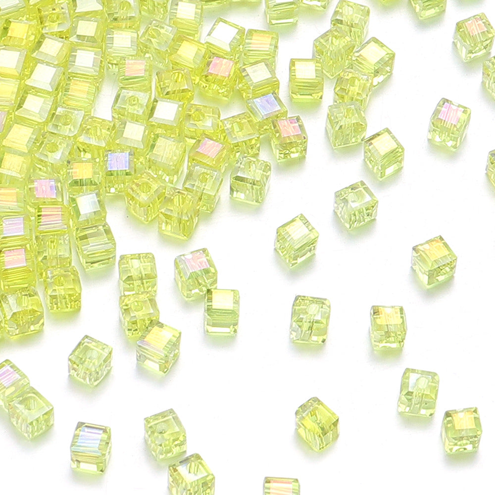 Transparent Square Glass Beads 8mm Iridescent Colors 50pcs 19