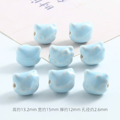 Hello KT Ceramic Beads 15mm Pastel Pink Blue Glossy 10pcs 7