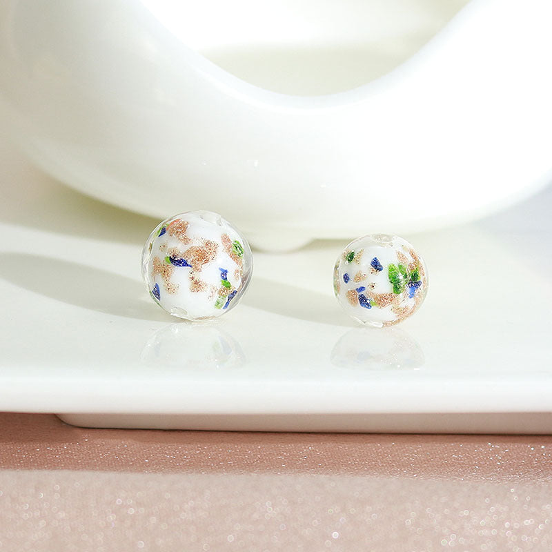 Lampwork Glass Beads Round 8 10 12mm Colorful Gold Foil 100pcs 6