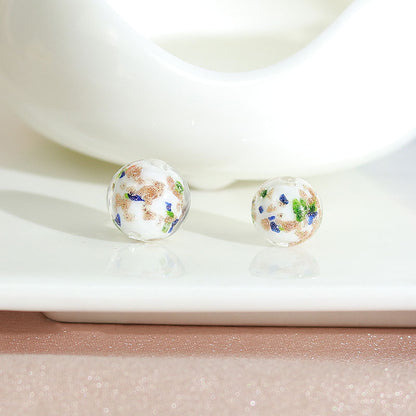 Lampwork Glass Beads Round 8 10 12mm Colorful Gold Foil 100pcs 6