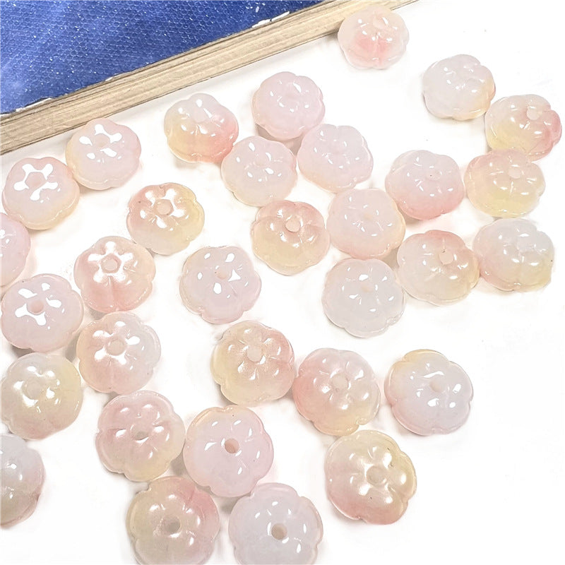 Czech Glass Beads Pumpkin 8mm x 6mm Green Jade Color 50pcs 19