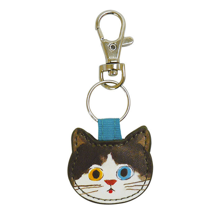 Kawaii Cat Keychain PU Leather Cute Animal Design 2pcs 8cm 11
